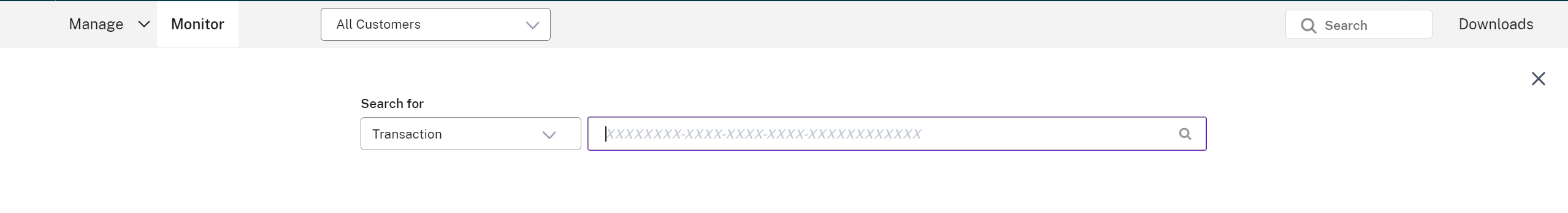 Search with Transaction ID