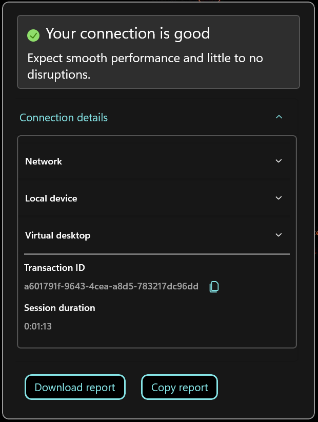 Connection strength indicator