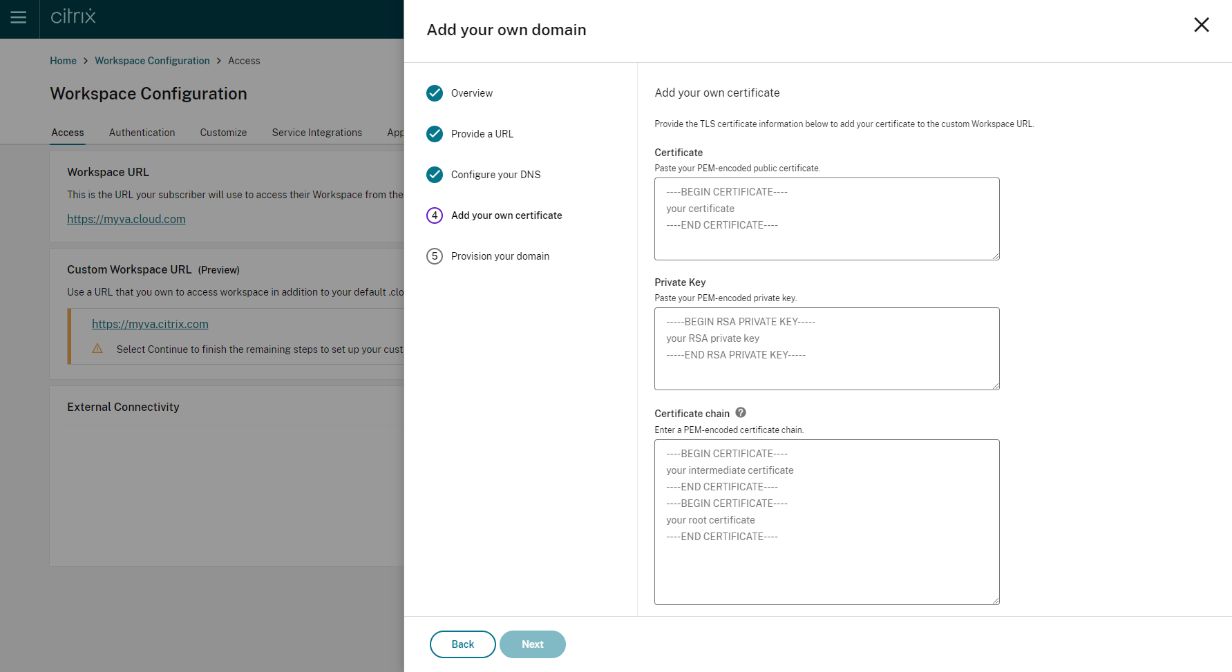 Add your own certificate