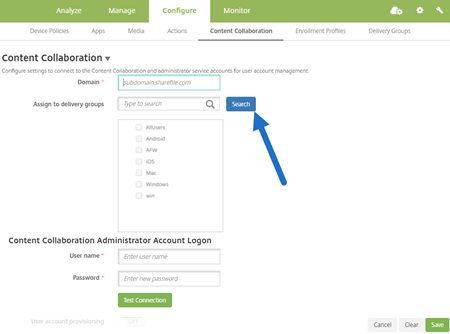 Imagen para configurar Citrix Files en Endpoint Management