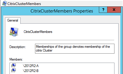 Screenshot von CitrixClusterMembersProperties für Gruppe 1